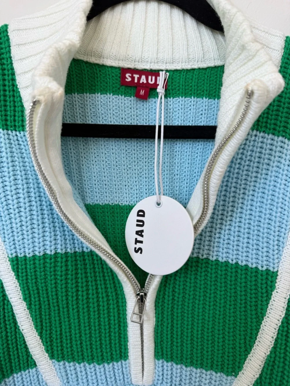 STAUD Cropped Hampton Sweater Grass/Shallow Rugby Stripe